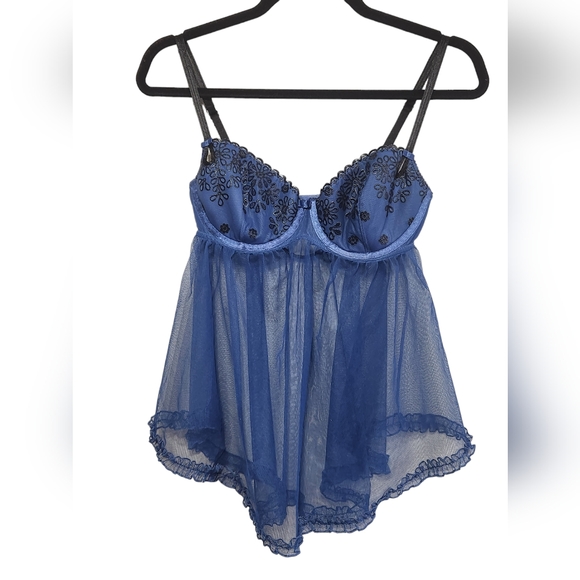Victoria's Secret Other - Victoria's Secret Women's 34D Babydoll Blue With Black Details-D95